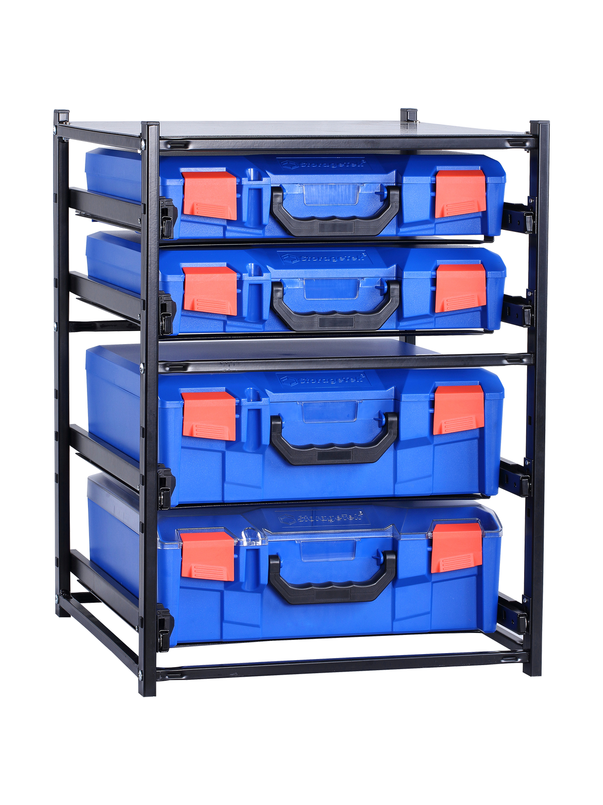 SFS2LA2SA -BL - StorageTek Frame complete with 2 Large and 2 Small ABS cases with PC Lid. Fully Assembled- Blue Case