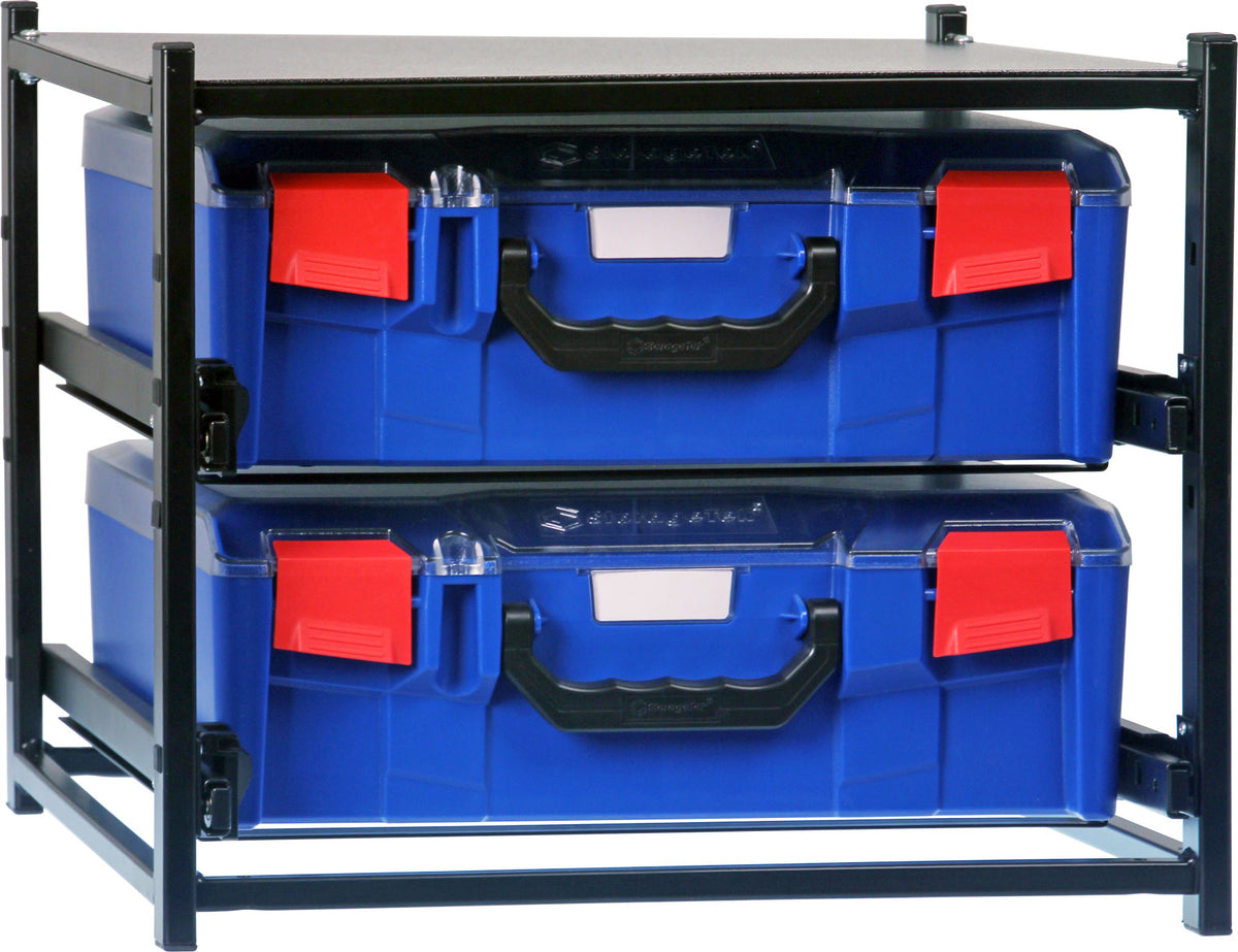 SFS2LA-BL - StorageTek Frame complete with 2 Large ABS cases with PC Lid. Fully Assembled- Blue Case